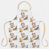 Tablier Nom personnalisé Happy Cats the Lady Apron (Recto)