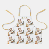 Nom personnalisé Happy Cats Young Lady Apron