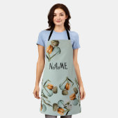 Tablier Nom Personnalisé Macaron Design Partout Imprimé Ta (Porté)