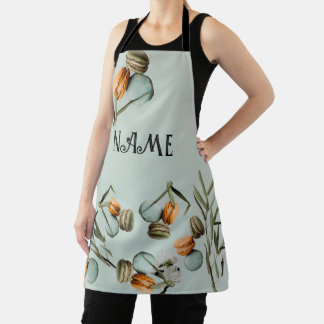 Tablier Nom Personnalisé Macaron Design Partout Imprimé Ta
