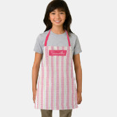Tablier Nom personnalisé mignon rose rayé Filles Apron (Insitu)