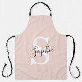 Tablier Nom personnalisé moderne Monogram Pastel Rose (Recto)