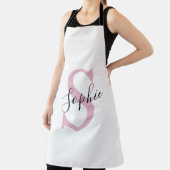 Tablier Nom personnalisé moderne Monogramme rose (Insitu)