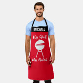 Tablier Nom personnalisé "Mon Grill Mes Règles" Citations  (Porté)