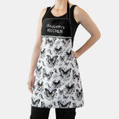 Tablier Nom personnalisé Motif de papillon noir blanc (Insitu)