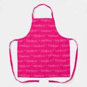 Tablier Nom personnalisé motif de texte fuchsia rose chaud (Recto)