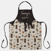 Tablier Nom personnalisé Motif de thème de chocolat (Recto)