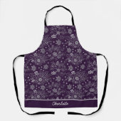 Tablier Nom personnalisé motif fleuri et transparent (Recto)