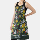 Tablier Nom personnalisé motif floral coloré (Insitu)