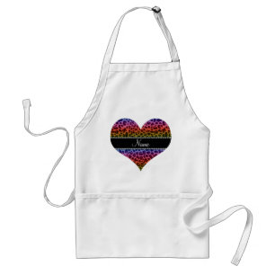 Tablier Nom personnalisé motif léopard arc-en-ciel