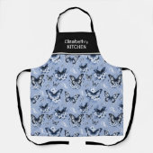 Tablier Nom personnalisé Motif papillon bleu (Recto)