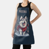 Tablier Nom personnalisé Noël Husky Chien Magie (Insitu)