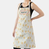 Tablier Nom personnalisé orange feuille tropicale crème (Insitu)