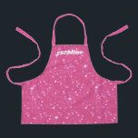 Tablier Nom personnalisé Paillettes Rose Chaude Rétro<br><div class="desc">Tabliers Nom personnalisé Paillettes Rose Chaude Rétro</div>