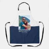 Tablier Nom personnalisé Photo Dark Blue Modern (Recto)