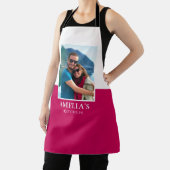 Tablier Nom personnalisé Photo rose blanc moderne (Insitu)