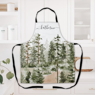 Tablier Nom personnalisé Pinery Rustic Green Pine Forest