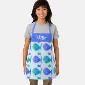 Tablier Nom personnalisé poisson bleu (Insitu)