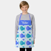 Tablier Nom personnalisé poisson bleu (Porté)