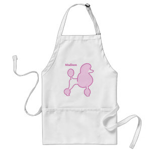Tablier Nom personnalisé Poodle rose