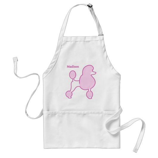 Tablier Nom personnalisé Poodle rose (Devant)