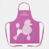 Tablier Nom personnalisé Poodle rose (Recto)