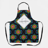 Tablier Nom personnalisé Rainbow Floral Fountain Mid Mod O (Recto)