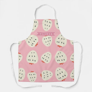 Tablier Nom personnalisé rose fraise mignon fille