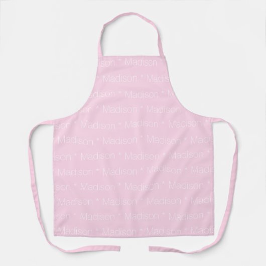 Tablier Nom personnalisé rose pâle joli texte motif monogr (Recto)