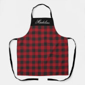 Tablier Nom personnalisé Rustic Red Buffalo Plaid (Recto)
