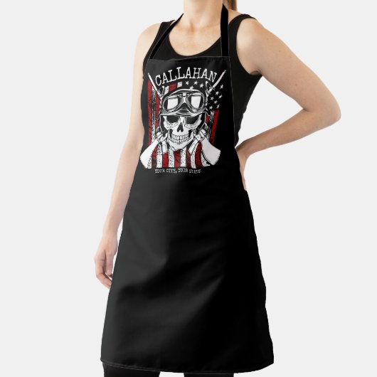 Tablier NOM personnalisé Soldat Crâne Double Armes USA Dra (Insitu)