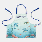 Tablier Nom personnalisé sous les Sea Kids (Recto)