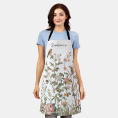 Tablier Nom personnalisé tendance fleurs sauvages et oisea (Porté)