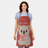 Tablier Nom personnalisé, texte et couleur amour Koala (Porté)