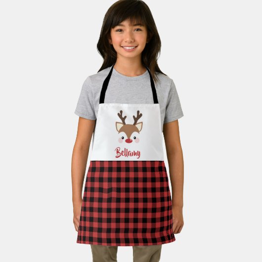 Tablier Nom Plaid Du Rindeer Cute En Noël Rouge (Insitu)