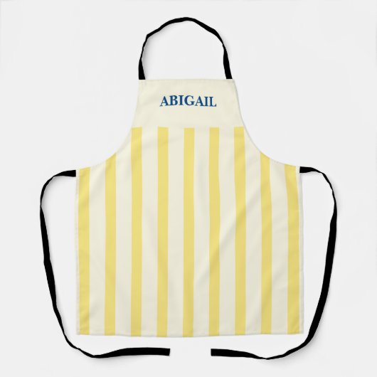 Tablier Nom Rayures Jaunes Vintage (Recto)