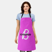 Tablier Nom rose chaud | Neon de monogramme initial modern (Porté)