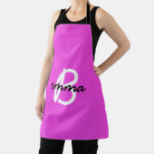 Tablier Nom rose chaud | Neon de monogramme initial modern (Insitu)