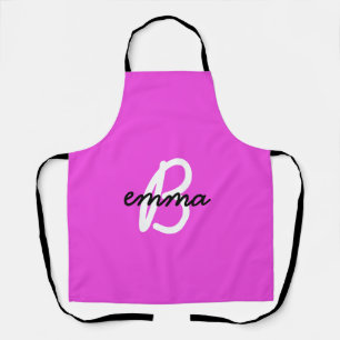 Tablier Nom rose chaud   Neon de monogramme initial modern