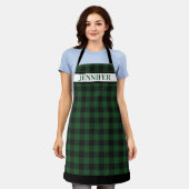 Tablier Nom rustique de plaid noir de buffle vert de vacan (Porté)