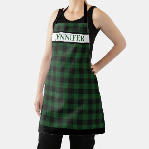 Tablier Nom rustique de plaid noir de buffle vert de vacan