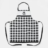 Tablier Nom Servi Recette Noir Blanc Buffalo Plaid (Recto)