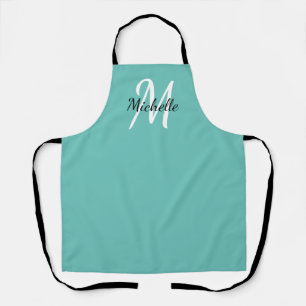 Tablier Nom simple bleu du monogramme + initial