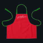 Tablier Nom simple de Noël rouge personnalisé<br><div class="desc">Surprenez l'amateur culinaire de votre vie avec notre tablier de couleurs de vacances personnalisées, un cadeau idéal pour ceux qui aiment faire cuire et cuire, surtout pendant la saison festive. Ce tablier n'est pas seulement un accessoire de cuisine pratique ; c'est un gage personnalisé d'encouragement et d'appréciation pour leurs talents....</div>