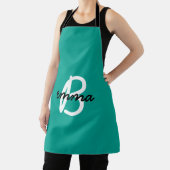 Tablier Nom turquoise | Moderne Cyan tendance Initial Gree (Insitu)
