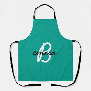 Tablier Nom turquoise Moderne Cyan tendance Initial Gree