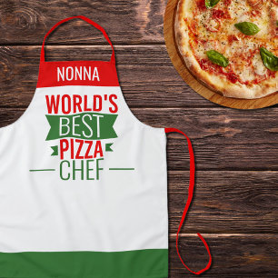 Tablier Nonna - Meilleur chef de pizza du monde - rouge bl