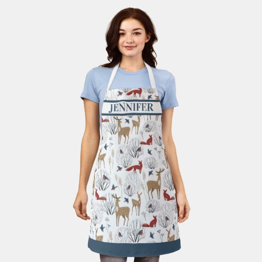 Tablier Nordic Winter Rustic Woodland Nom du jour férié (Porté)