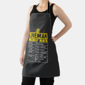 Tablier Note horaire drôle Lineman Black Apron (Insitu)