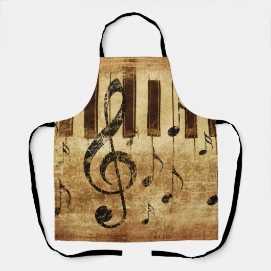 Tablier Notes de musique rétro et piano (Recto)